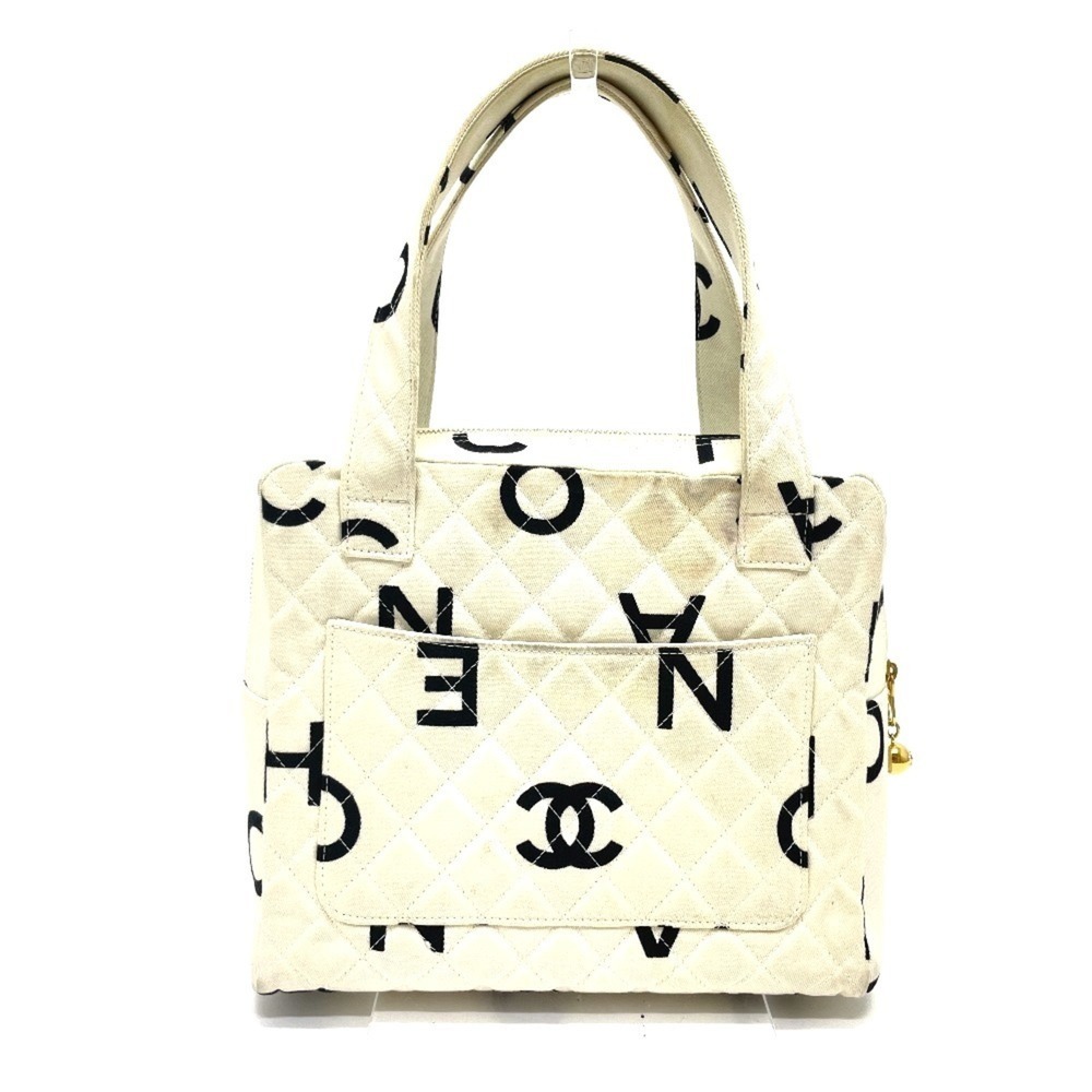 CHANEL Black Canvas Logo Tote Bag